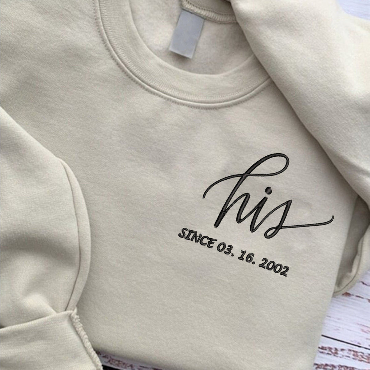 Personalized Embroidered Couple Matching Sweatshirt With Name on Sleeve, Anniversary Date Couples Sweater, Couples Gifts Valentines Day