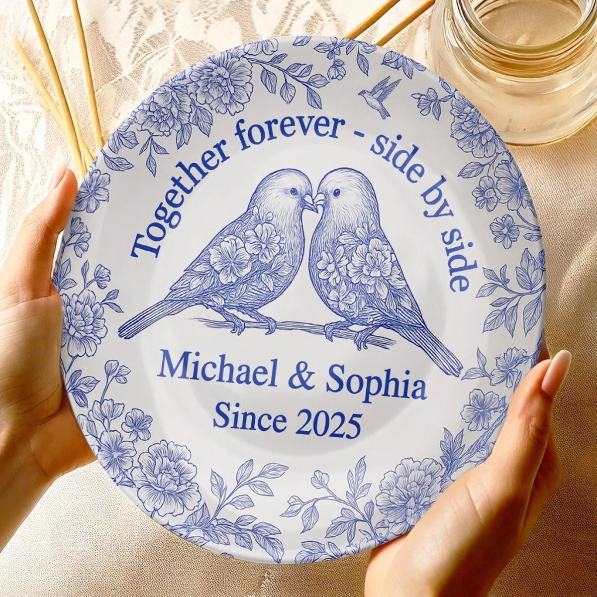 Together Forever - Personalized Ceramic Plate - Gift For Couple, Anniversary Gift