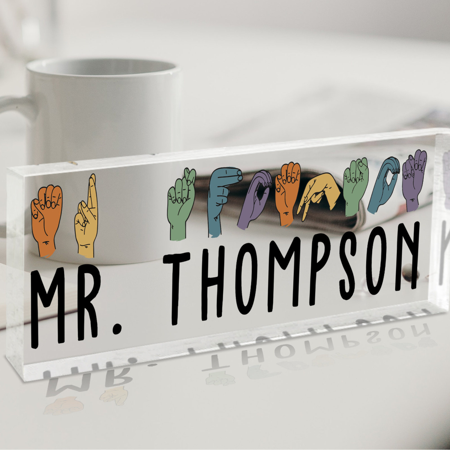 ASL Teacher Acrylic Table Sign, Sign Language Teacher Gifts, Personalized Teacher Sign, Sign Language Gift