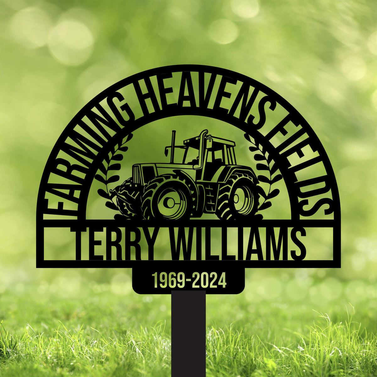 Personalized Farmer Tractor Stake, Farmer Gifts, Farm Garden Metal Yard Art, Farm Garden Decoration, Dad Memories Stake, Father's Day Gifts