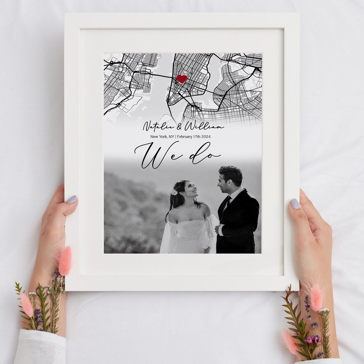 Custom Map Art for Couple, We Do Wedding Gift, I Do Gifts, Personalized Romantic Anniversary Decor