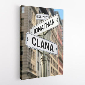 Couple Street Sign - Personalized Canvas - Gift For Couple