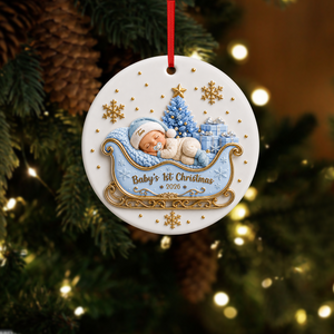 Baby's 1st Christmas - New Mom New Born Ornament - Real 3D Raised Ornament