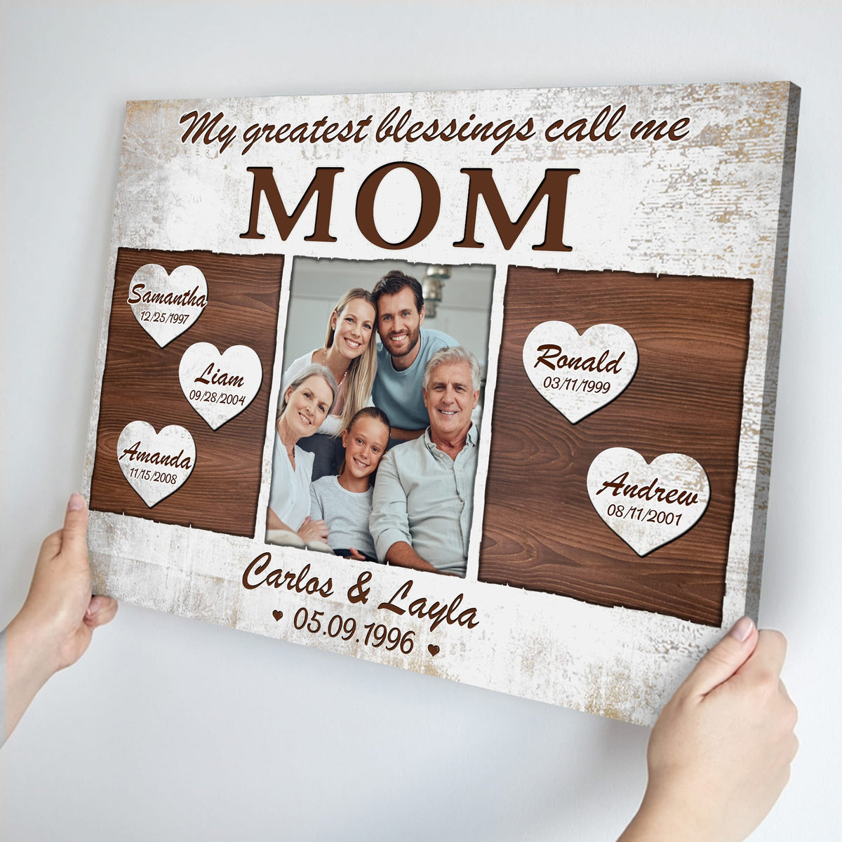 My Greatest Blessings Custom Family Photo - Personalized Canvas - Family Wall Art Decor, Gift For Mother