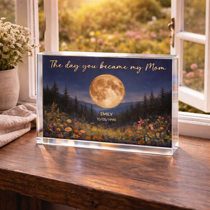 Mystical Midnight The Day You Become Mom Grandma Custom Birth Moon Phase - Personalized Acrylic Plaque - Mother's Day Gift For Mom, Grandma