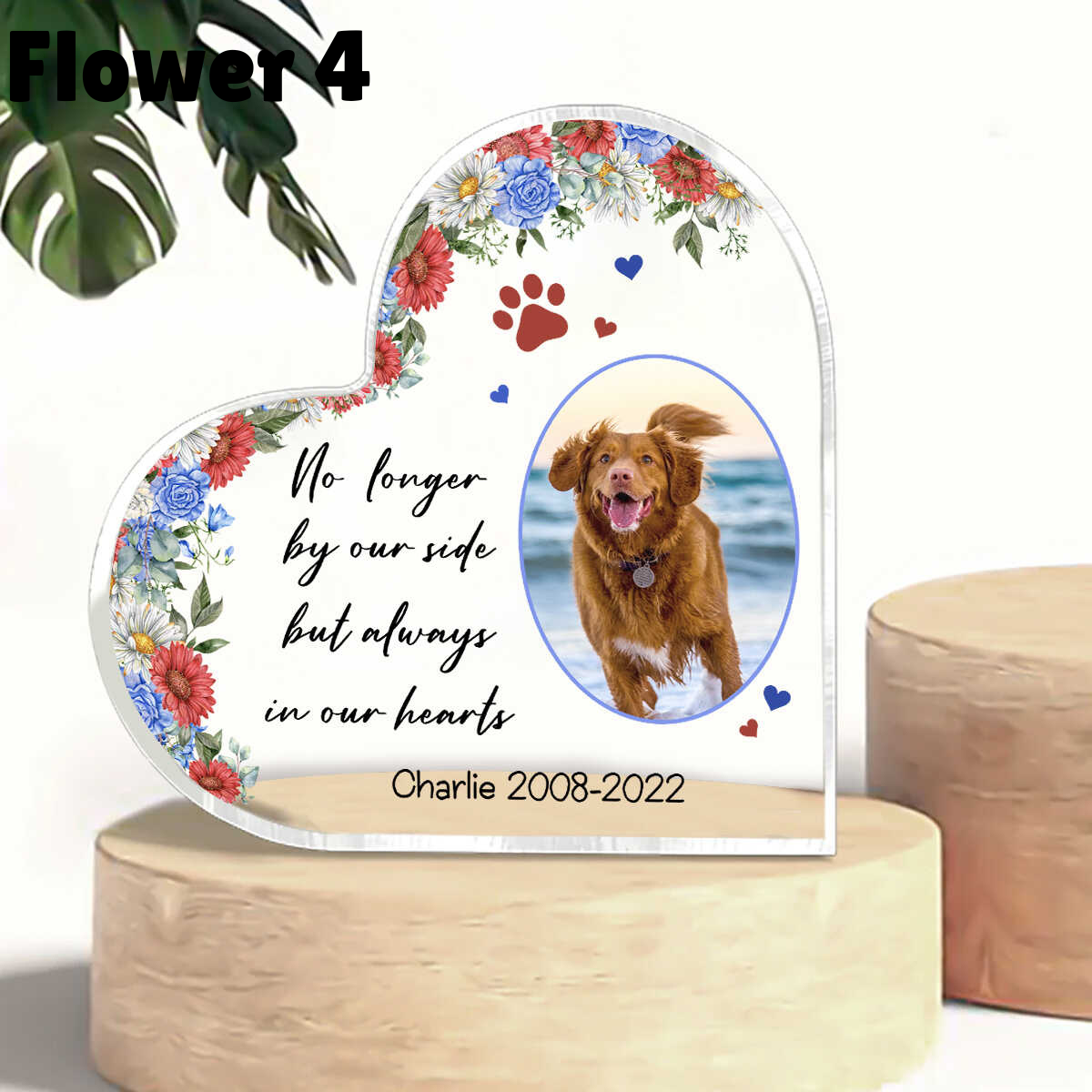 No Loger By My Side Personalized Photo Pet Memorial Heart Acrylic Plaque, Pet Memorial Keepsake, Dog Memorial Gift, Pet Memorial Plaque 4.png