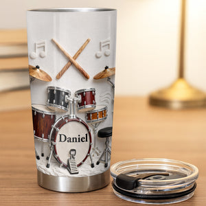 A Passion For Rhythm, Personalized Stainless Steel Tumbler, Gift For Drummers