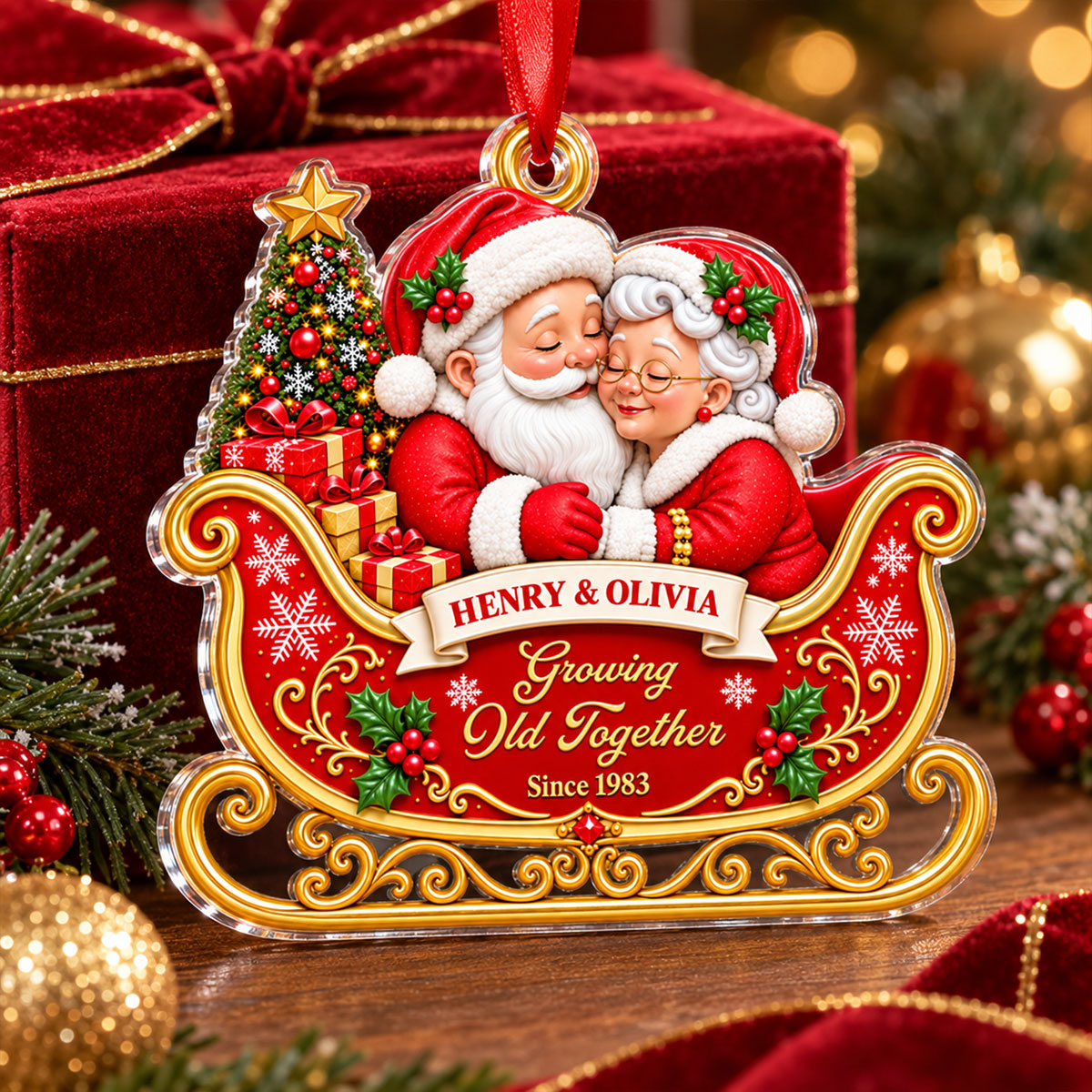 Growing Old Together Acrylic Christmas Ornament - Personalized Couple Gifts
