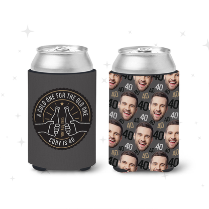 Birthday Picture Face Can Cooler, Cold One For The Old One, Custom Can Coolers, Birthdays And Party Favors