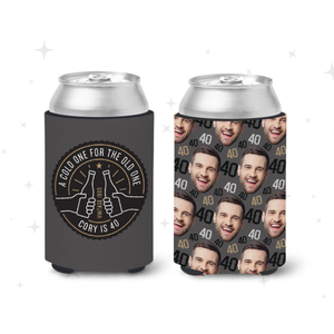 Birthday Picture Face Can Cooler, Cold One For The Old One, Custom Can Coolers, Birthdays And Party Favors