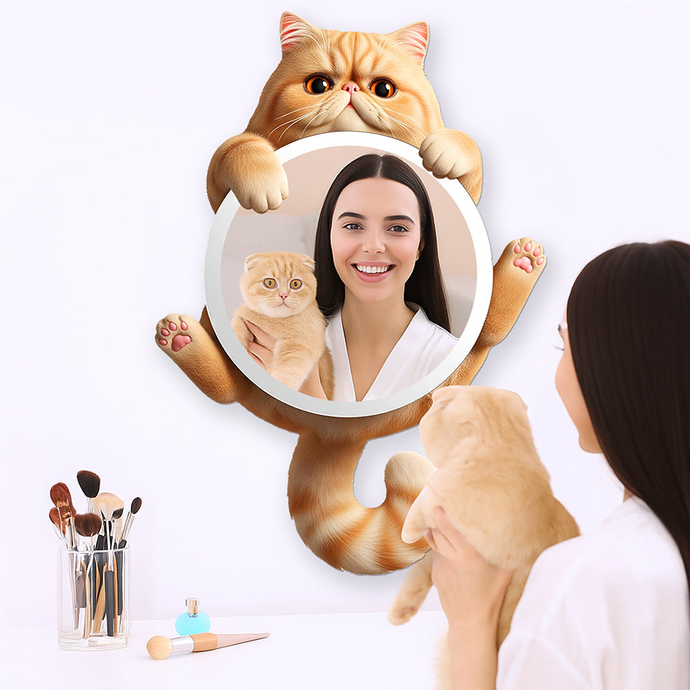 Cute Cat Mirror - Personalized Gifts For Cat Lovers Birthday Girt For Cat Mom, Cat Dad , Home Decor Gift Housewarming Gift