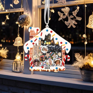Gingerbread House Custom Family Members Photo - Personalized 4D Shaker Ornament - Christmas Gift For Family