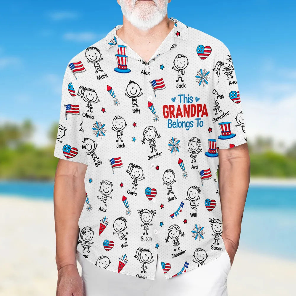 American Daddy Papa - Personalized Hawaiian Shirt - Summer Gift, Shirt For Dad, Grandpa, 4th Of July Shirt
