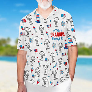 American Daddy Papa - Personalized Hawaiian Shirt - Summer Gift, Shirt For Dad, Grandpa, 4th Of July Shirt