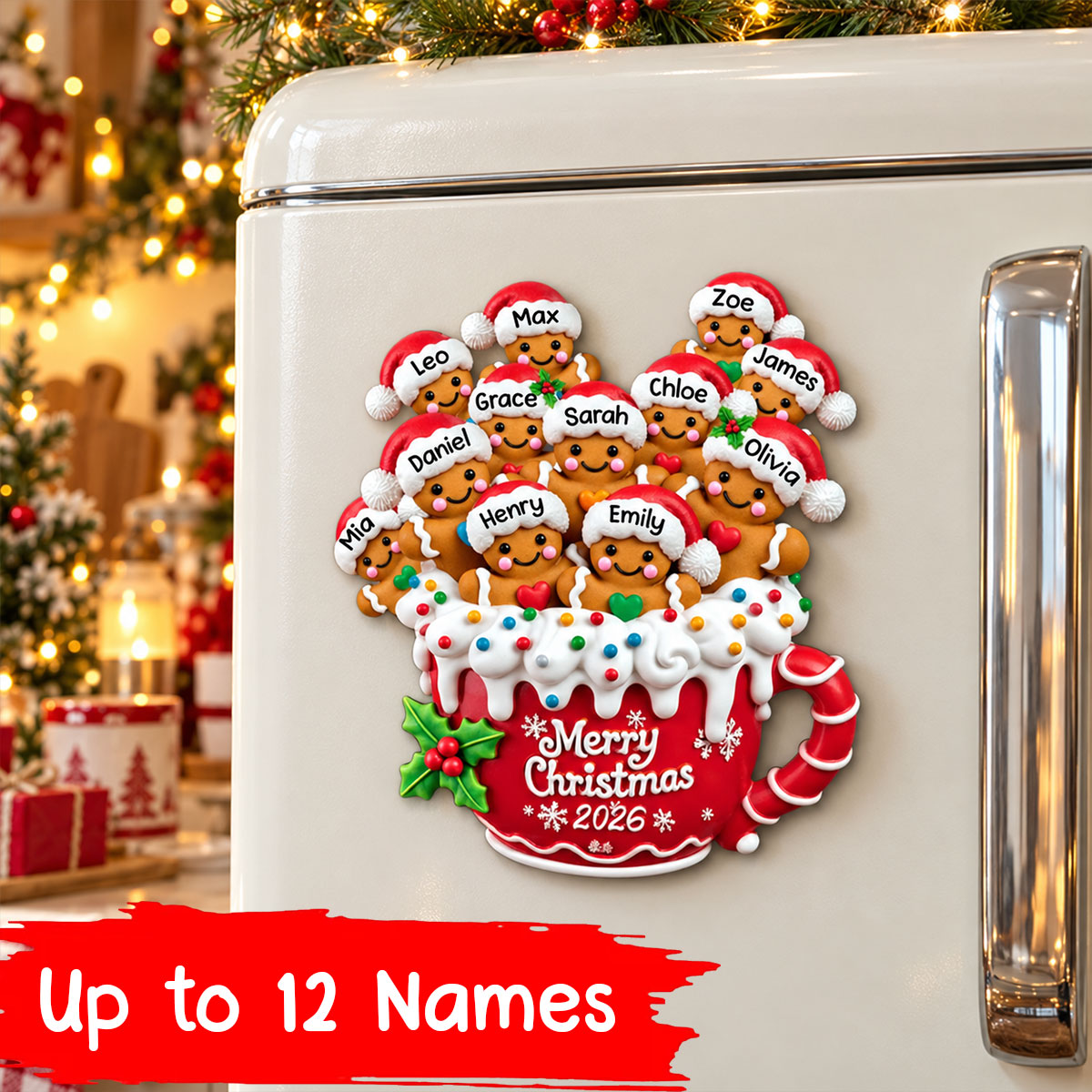 Merry Christmas - Personalized Gingerbread Family Decal