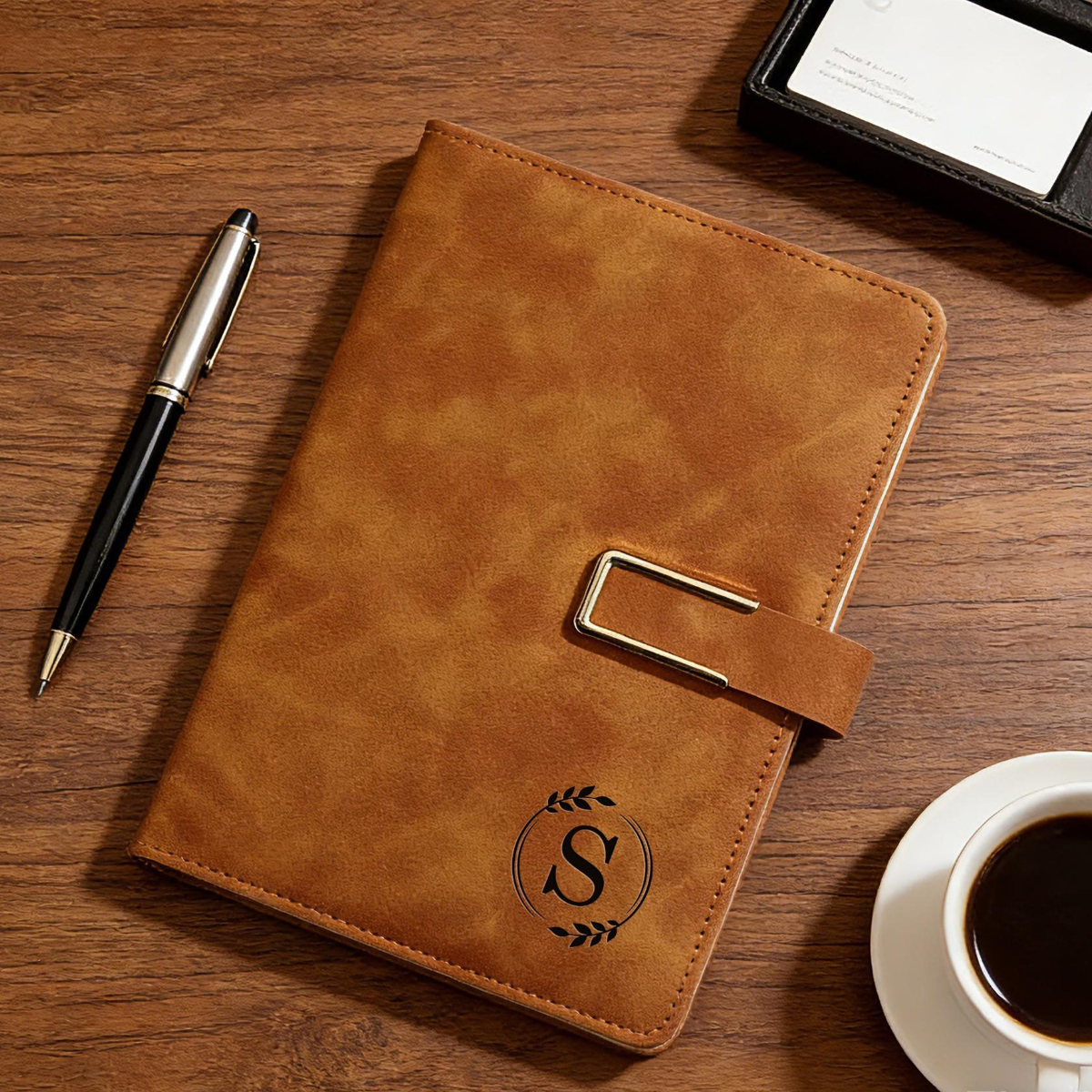 Custom Leather Journal Set with Pen, Personalized Notebook, Graduation Gift