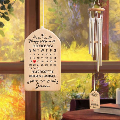 Custom Retirement Gifts for Men and Women Wind Chime, Never Forget the Difference You Made Appreciation, Gift for Coworker Keepsake