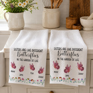 Bestie and Sister Love, Personalized Kitchen Towel, Gift For Sisters, Bestie