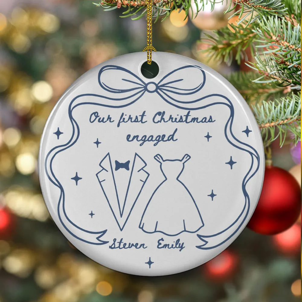 Our 1st Christmas Toile De Jouy - Personalized Ornament - Gift For Couple, Anniversary, Christmas Gift