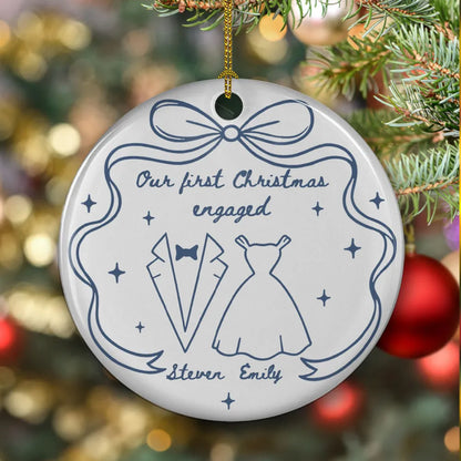 Our 1st Christmas Toile De Jouy - Personalized Ornament - Gift For Couple, Anniversary, Christmas Gift