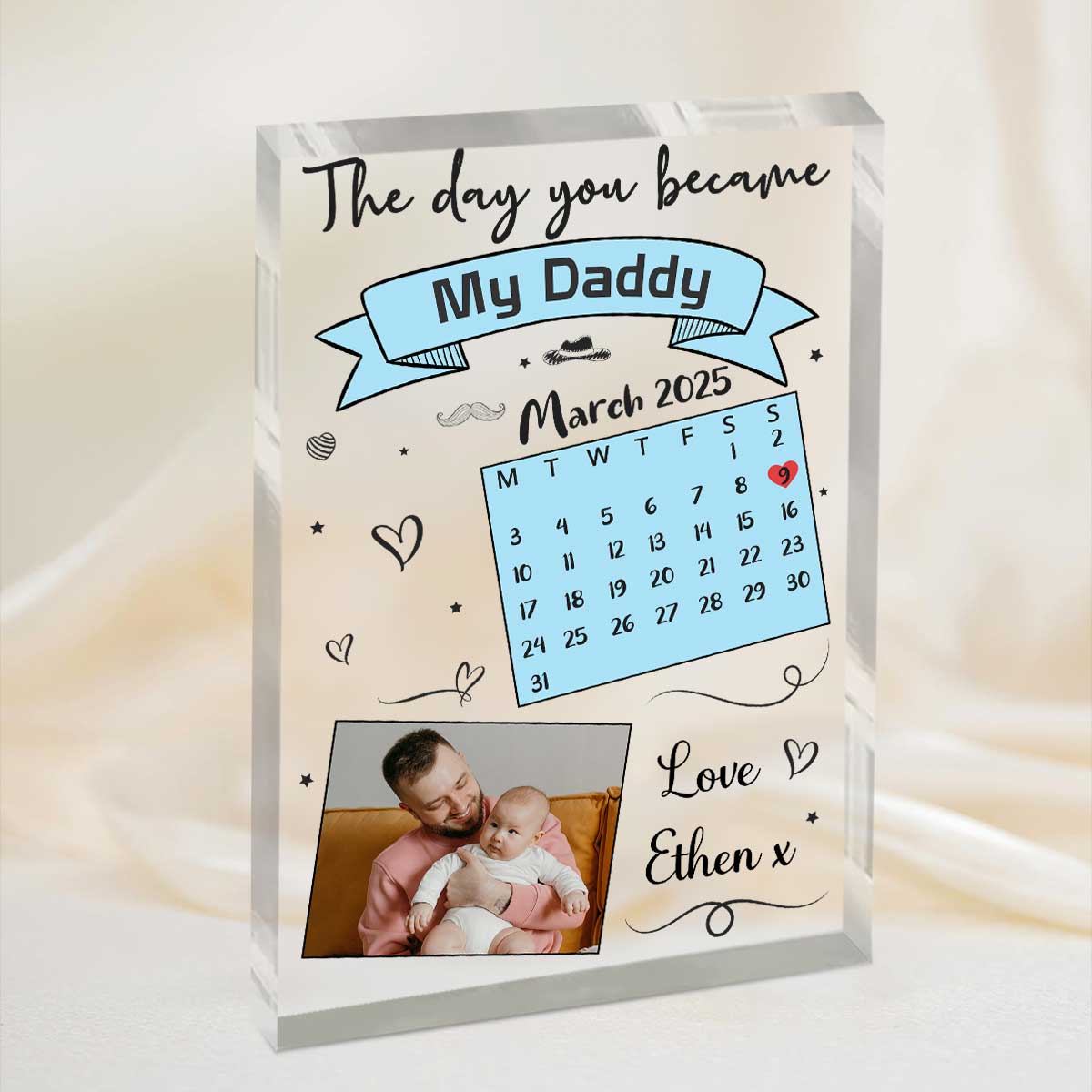 The Day You Became My Daddy - Personalized Acrylic Plaque - First Father's Day Gift