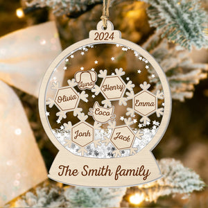 Christmas Family Snow Globe - Personalized 4D Shaker Ornament - Christmas Gift For Family
