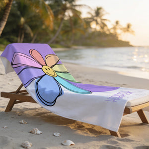 Personalized Brilliant Sun Beach Towel, Custom Name Pool Towel for Girls, Bithday Party Gift For Kids, Tropical Vacation Gift, Beach Lover's Gift