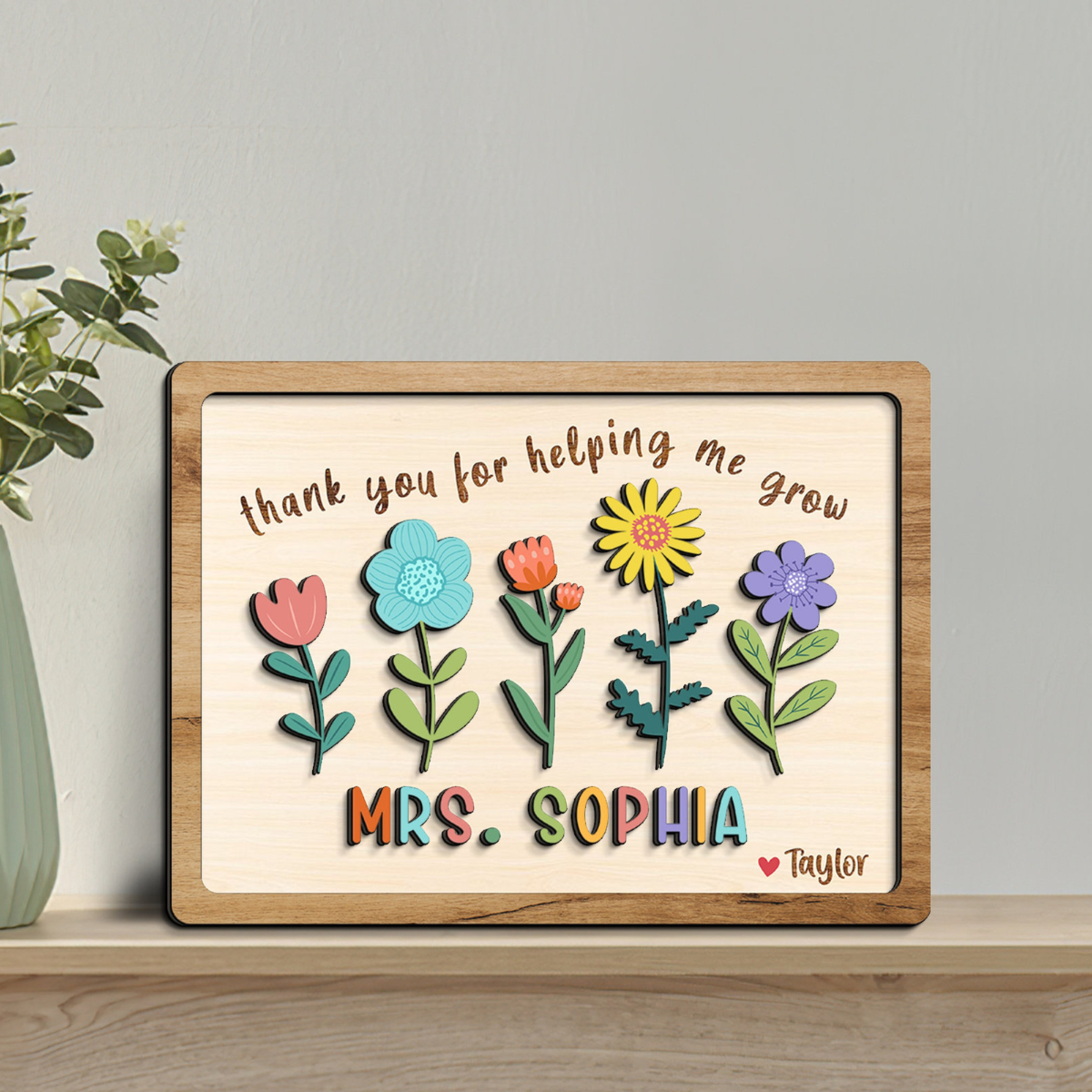 Thank You for Helping Me Grow, Teacher Appreciation Gifts, Teacher Desk Decor, Teacher Wooden Sign, Preschool Teacher Gift, Custom Teacher Sign