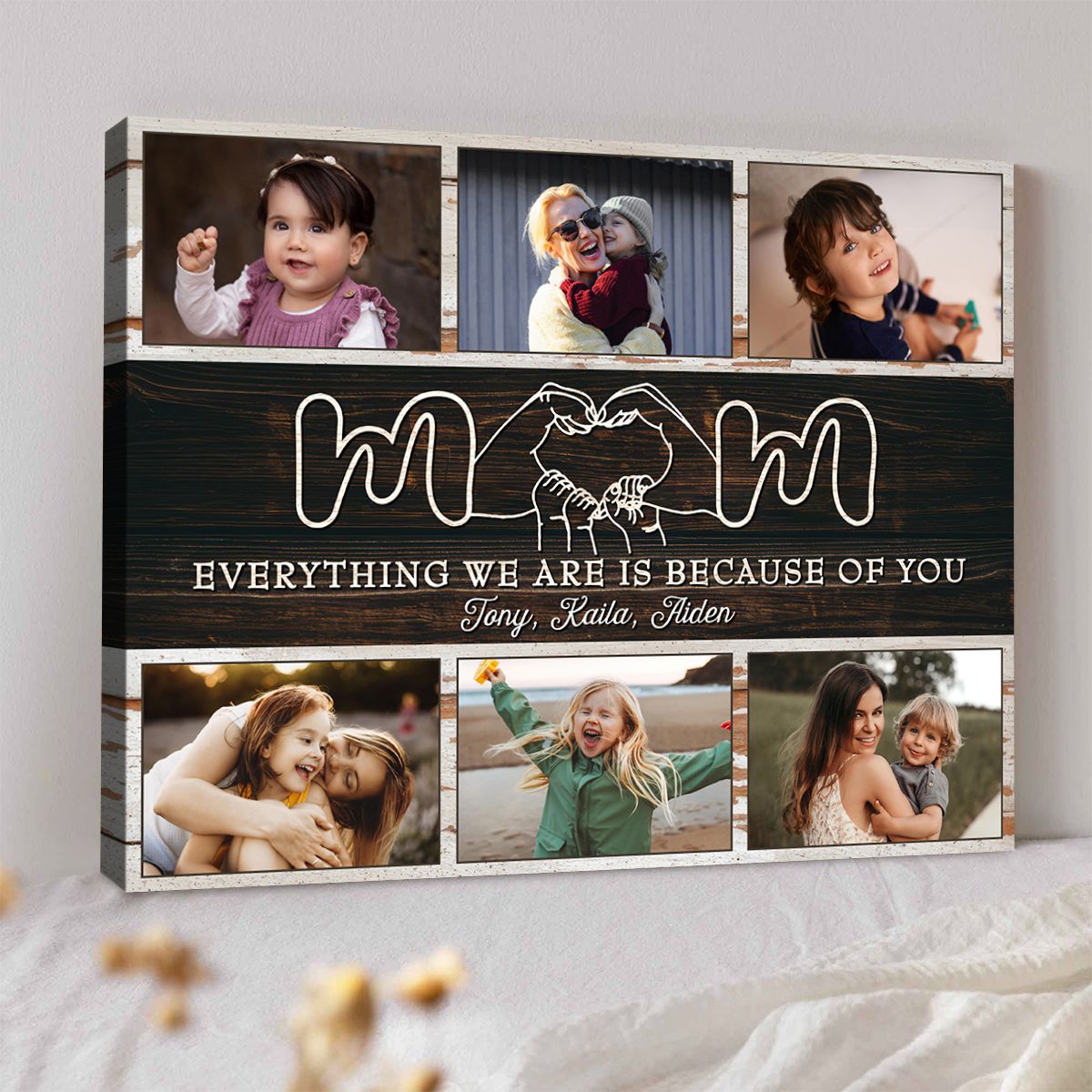 Mom Everything We Are Is Because Of You Up To 6 Photos - Personalized Canvas - Gift For Mother