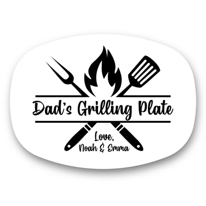 Custom Grilling Plate for Dad Grandpa - Personalized Platter - Gift with Kids' Names Grill Plate Gift for Dad Gift for Father's Day