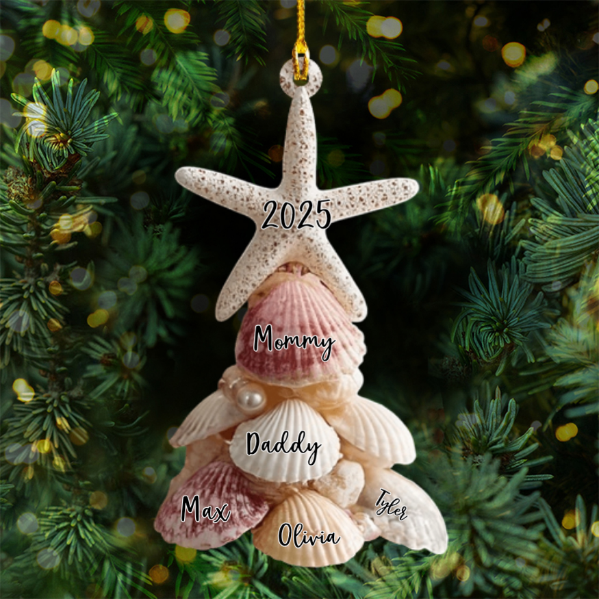 Seashell Christmas Tree - Personalized Acrylic Ornament - Christmas Gift For Family