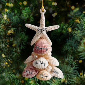 Seashell Christmas Tree - Personalized Acrylic Ornament - Christmas Gift For Family