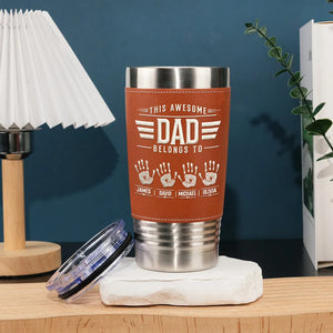 This Is my Awesome Dad Grandpa - Personalized Leather Tumbler - Gift For Father, Gift For Grandpa, Father's Day Gift