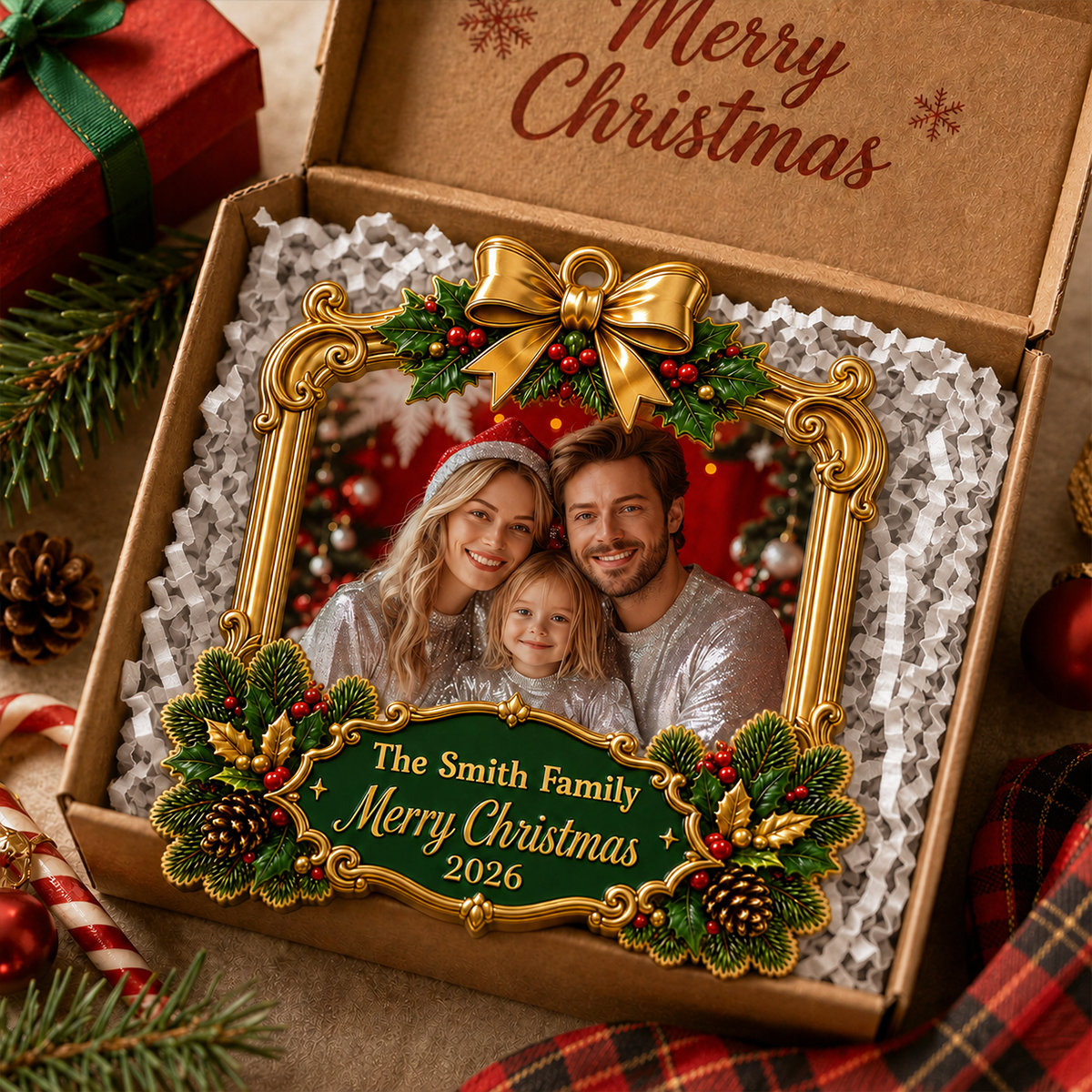 Our Merry Little Family - Christmas Ornament - Personalized Real 3d Ornament