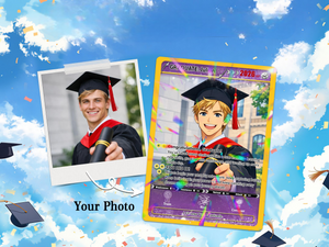 Personalized PKM Graduation Card, Custom Anime Photo Grad Gift, Gamer Graduation Card, Class Of 2026 Keepsake, Graduation Gift for Him