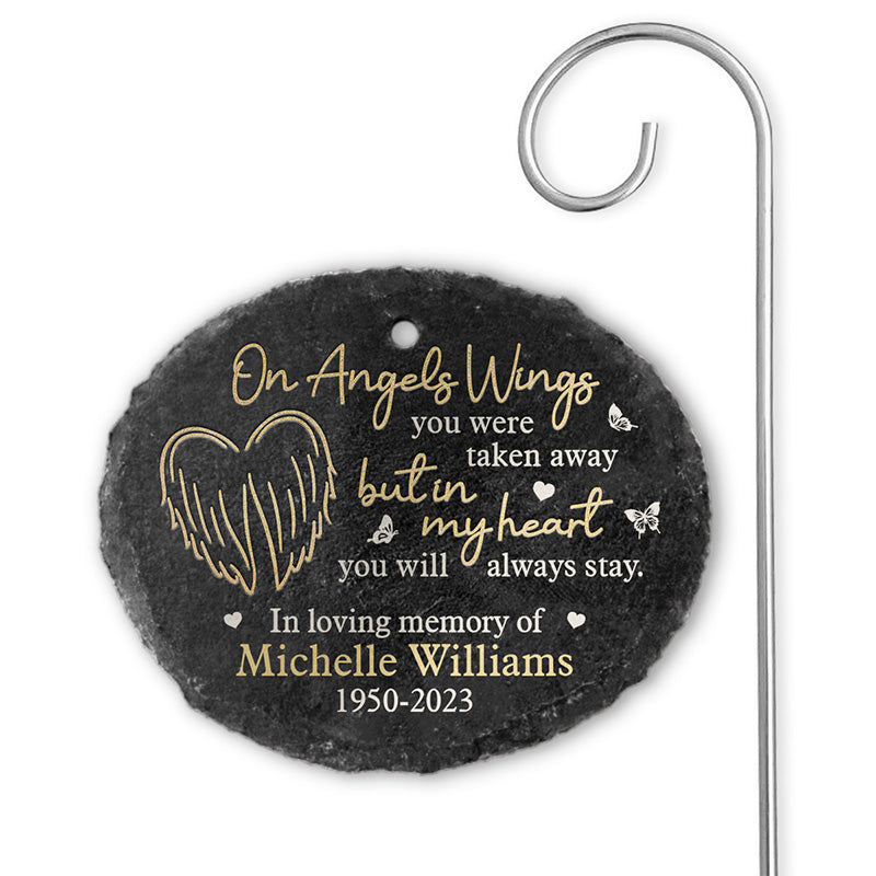 In My Heart You'll Always Stay - Personalized Slate Plaque - Sympathy Gift For Family Members, Memorial Gift