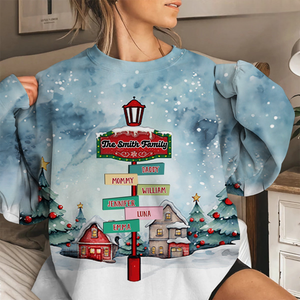 Christmas Lamp Post Road Sign - Personalized 3D Apparel - Christmas Gifts For Family