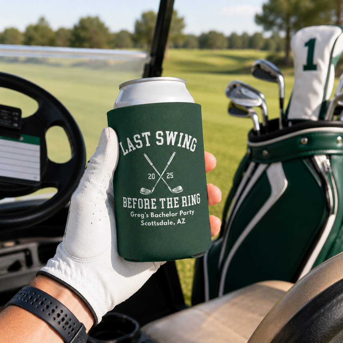 Golf Bachelor Party Can Coolers, Personalized Guys Weekend Trip Favors, Custom Drink Holder For Golfing Bach Scottsdale Vegas Palm Springs