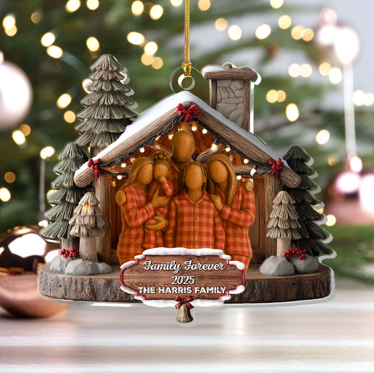Family Forever Custom Photo - Personalized Acrylic Ornament - Christmas Gift For Family