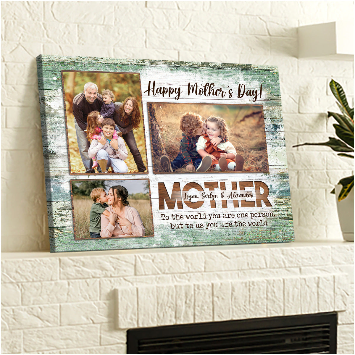 Happy Mother's Day Custom 3 Photos - Personalized Canvas - Gift For Mom, Mother's Day Gift