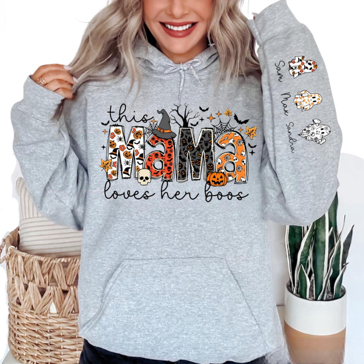 Custom Halloween Mama Sweatshirt, This Mama Loves Her Boos Sweatshirt, Halloween Mama Hoodie, Halloween Mom Gift, Personalized Spooky Mama