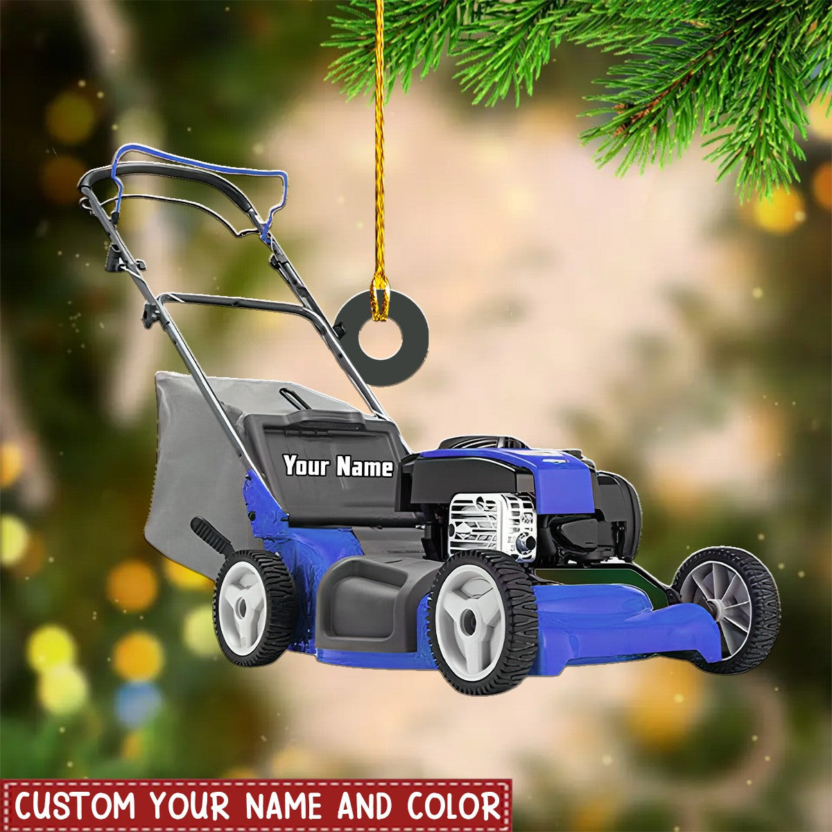 Personalized Lawn Mower Christmas Ornament, Custom Name Lawn Mower Ornament, Gift For Farmhouse Lawn Mower Driver Acrylic Ornament