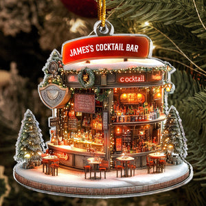 Personalized Cocktail Bar Acrylic Ornament, Cocktail Club, Cocktail Pub, Christmas, Birthday Gift for Cocktail Lovers, 2D Flat Ornament