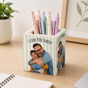 Personalized Photo Building Block Pen Holder, Best Dad Puzzle Block, New Dad Gift, Gift For Papa, Father's Day Gift For Dad, Husband