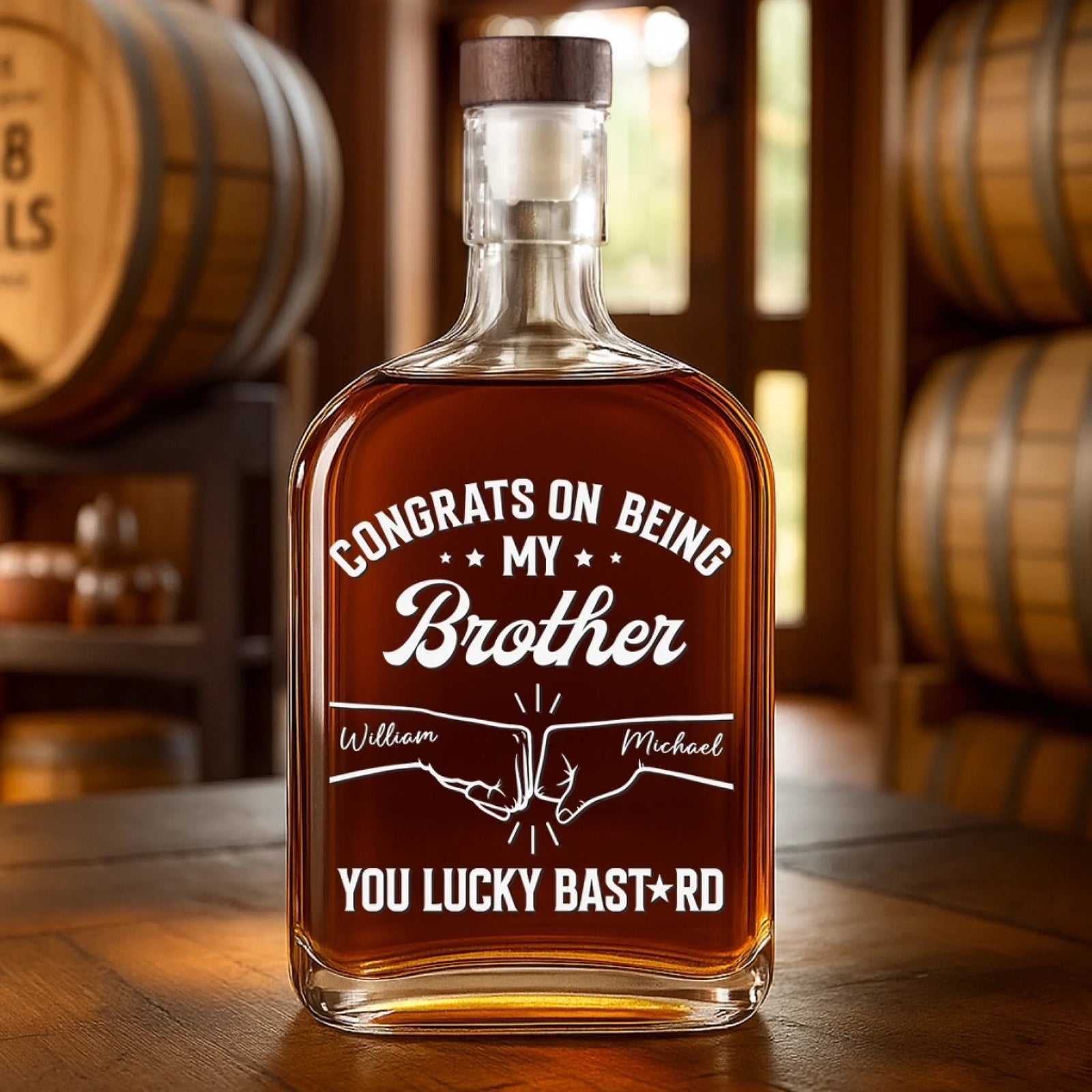 Congrats On Being My Brother You Lucky Man - Personalized Whiskey Bottle - Gift For Brother, Friends, Husband