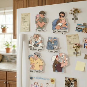 Personalized Dad Photo Magnet, Custom Faceless Portrait Fridge Magnet, Gift for Dad, Fathers Day Gift, Gift from Kids
