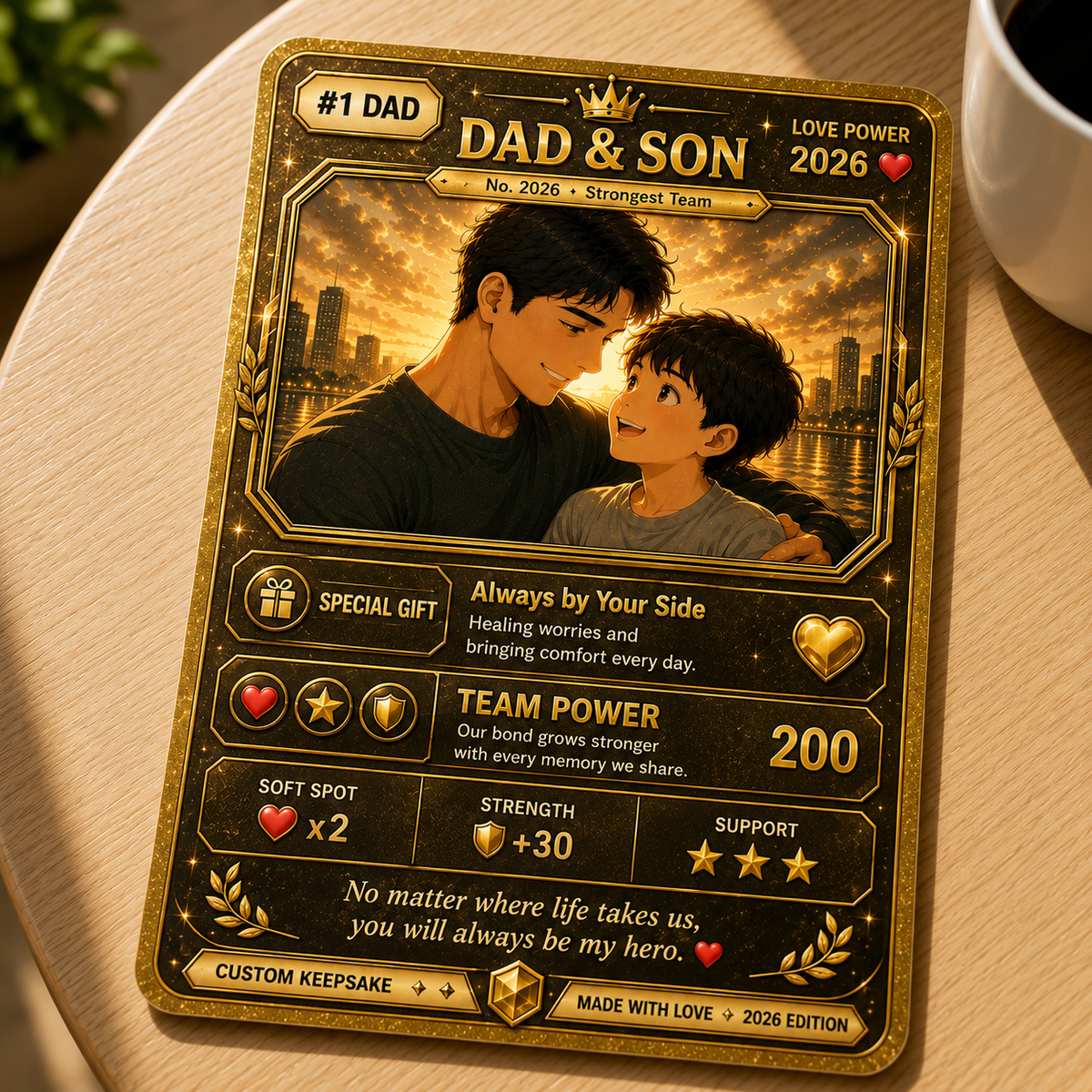 Personalized Dad & Son Card Custom Father s Day Gift for Dad, Anime Trading Card Keepsake, Unique Father Son Collectible 2026