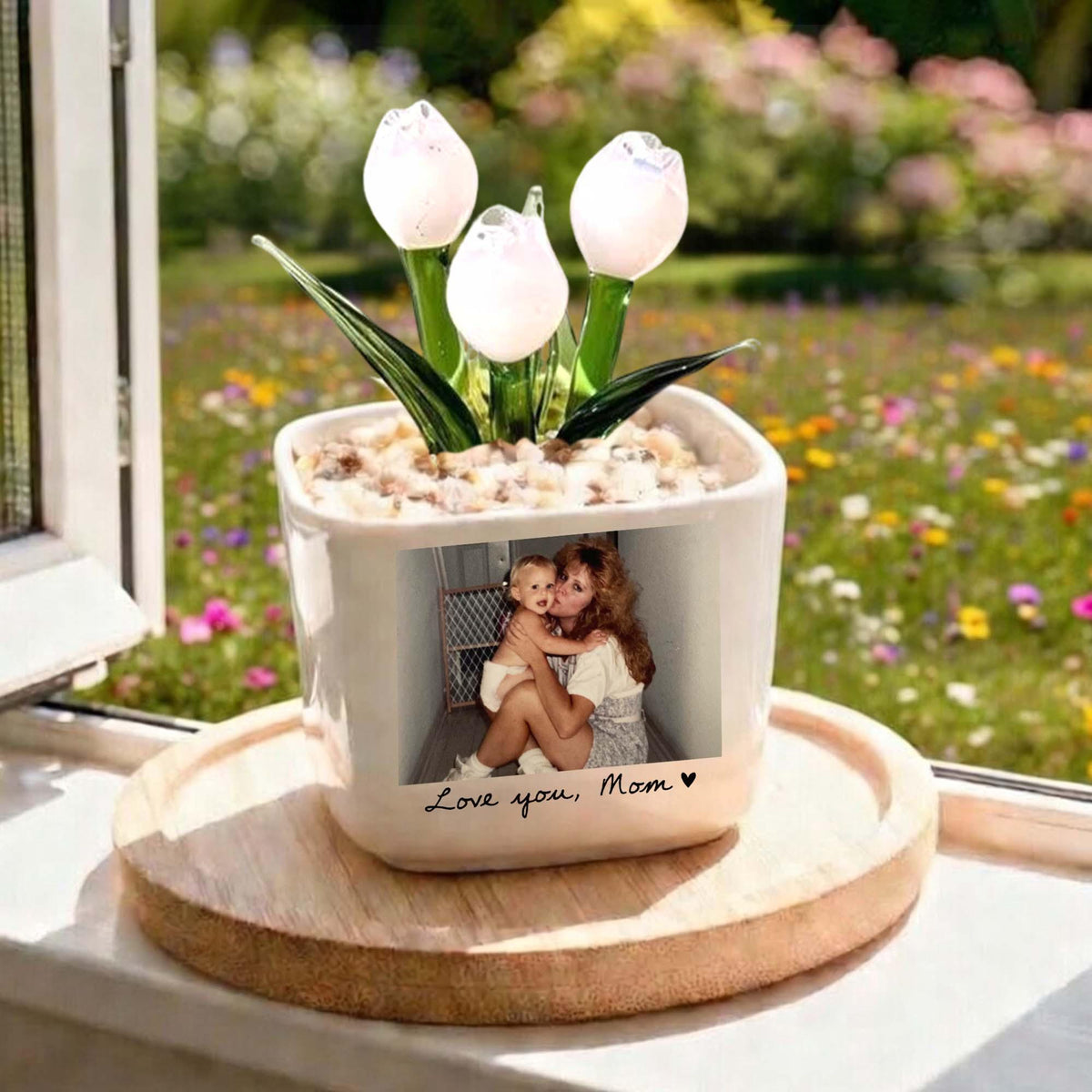 Custom Birth Month Glass Flower Pot, Hand Blown Glass Potted Plants, Personalized Vintage Mother's Day Gift for Mom, Mini Glass Flower Pot