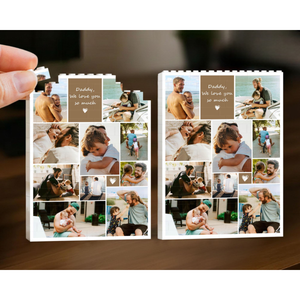 Custom Photo Collage Dad And Kids Building Blocks, Gift for Dad, Best Dad Gift, Fathers Day Picture Collage, Gift For Husband, Birthday Gift