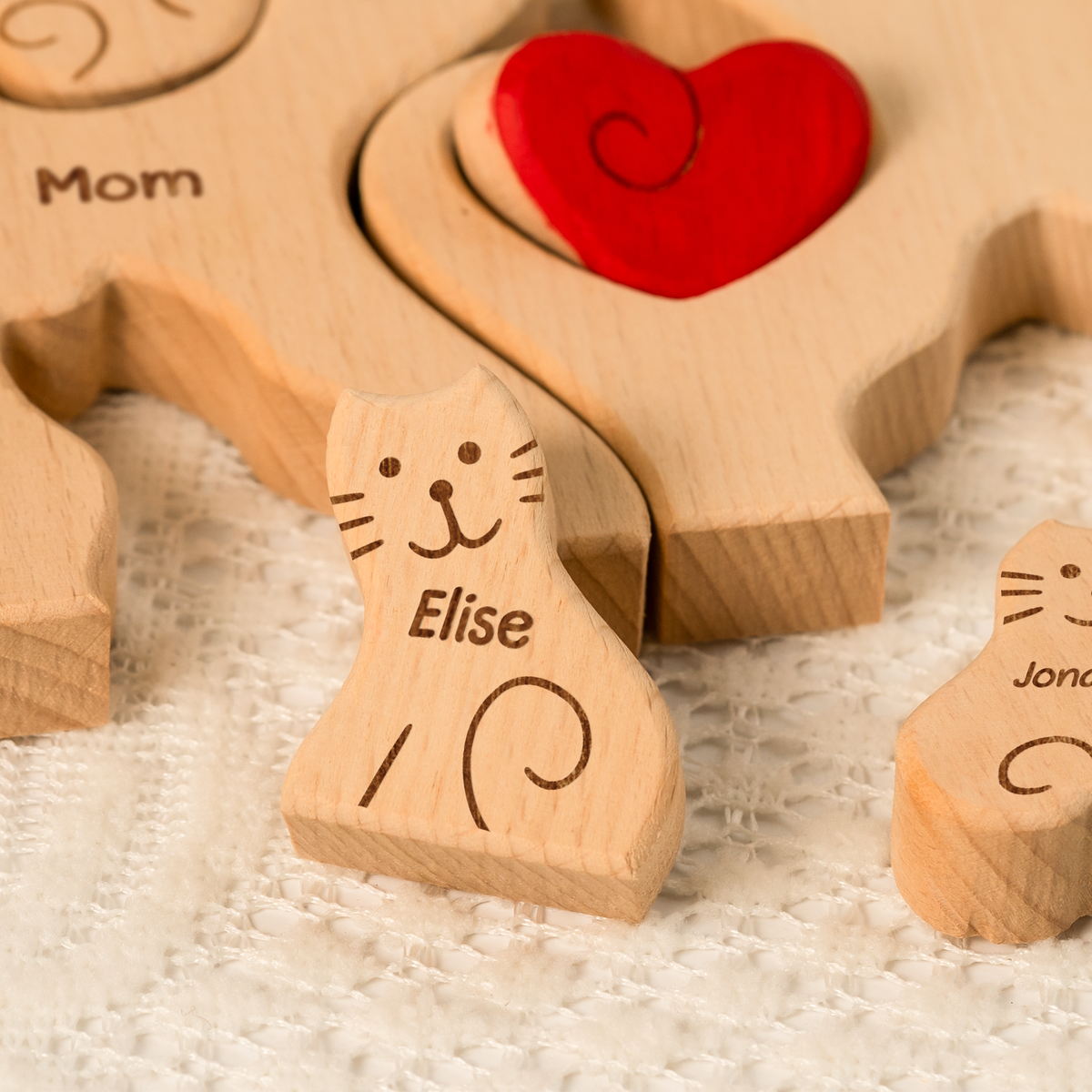 Cat Family - Personalized Family Wooden Puzzle - Gift For Family, Mother's Day, Father's Day Gift